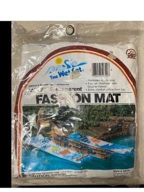 Vintage 1987 NOS Intex Recreation Fashion Mat Wet Set Inflatable Float 72X27